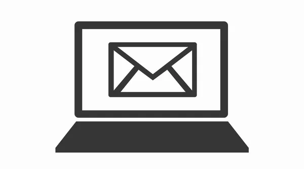 Laptop Mail Ikon Vector Elszigetelt Szerkeszthető Fekete Fehér Illusztráció — Stock Vector