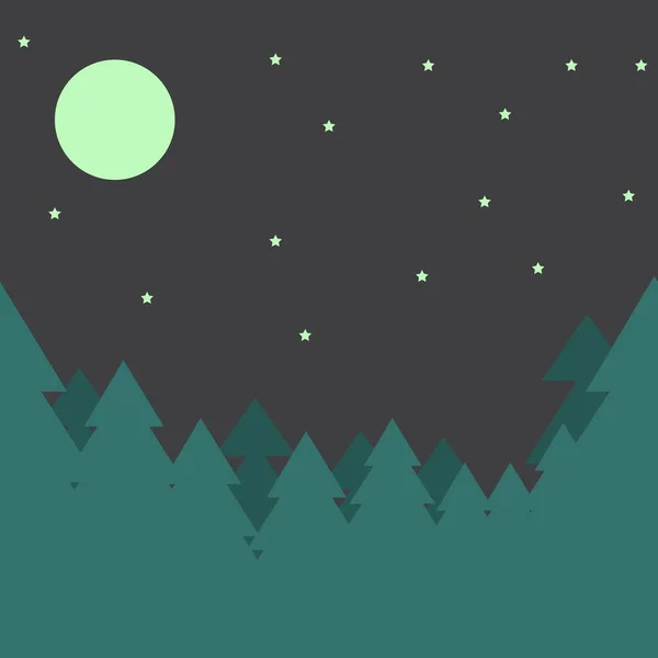 夜晚的森林无缝图案 矢量隔离无缝模式或背景 — 图库矢量图片