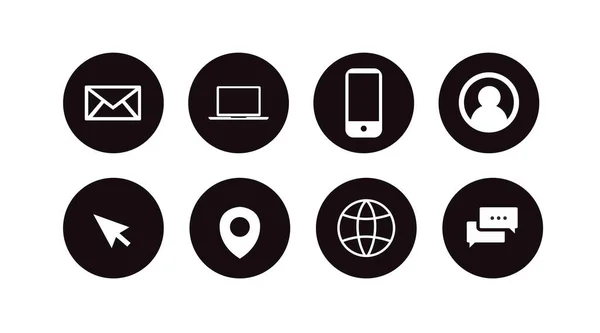 Contacte Icon Set Ilustração Preto Branco Dos Ícones Differente Contect — Vetor de Stock