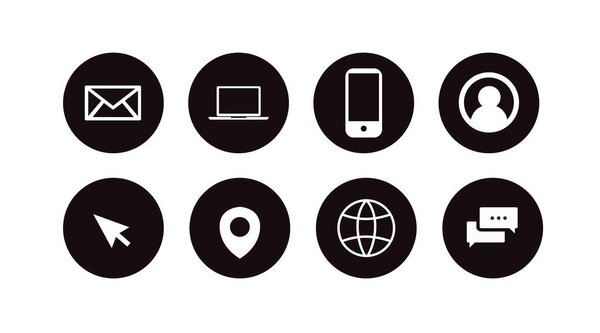 Contact Icon Set. Black and White Illustration of Differente Contect icons