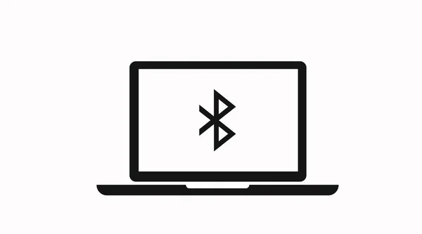 Ноутбук Bluetooth Icon Векторная Черно Белая Иллюстрация — стоковый вектор