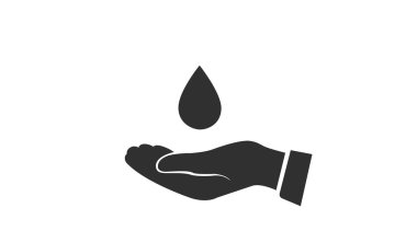 El yıkama yassı vektör simgesi. El ve İkonayı Bırak. Vektör siyah ve beyaz düzenlenebilir resimleme