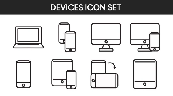 Black White Devices Icon Set Vector Isolated Illustration Set Electronic — Image vectorielle