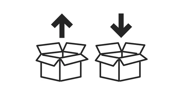 Sada Ikon Boxu Sada Krabic Černé Bílé Ilustrace Šipkami — Stockový vektor