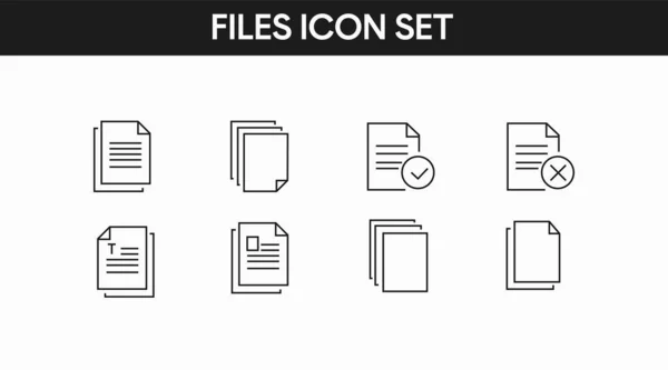 Conjunto Iconos Archivos Documentos Conjunto Editable Blanco Negro Aislado Vectorial — Vector de stock