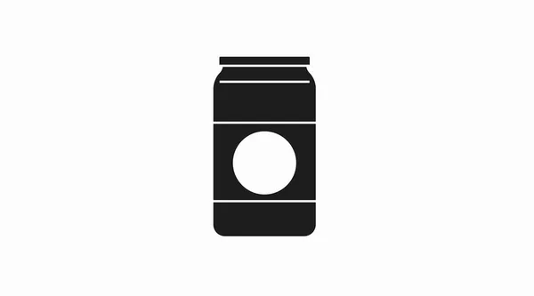 Icono Lata Cerveza Vector Plano Editable Ilustración Blanco Negro — Vector de stock