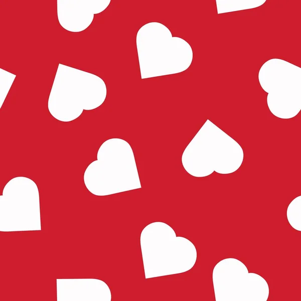 Patrón Rojo Corazones Patrón Fondo Sin Costuras Con Corazones Blancos — Vector de stock