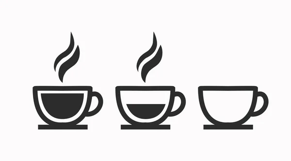 コーヒーカップセット ベクトル分離黒と白のフラット編集可能なイラスト — ストックベクタ