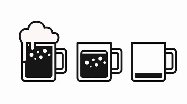 Bierglas Icon Set Vorhanden Vektorisolierte Darstellung Von Vollen Und Leeren — Stockvektor