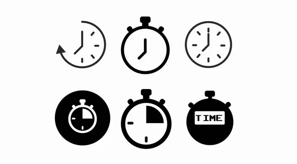 Iconos Línea Tiempo Reloj Aislados Vectoriales Conjunto Iconos Lineales Vectoriales — Vector de stock