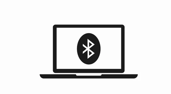 Laptop Bluetooth Simgesi Siyah Beyaz Vektör Izole Edilebilir Illüstrasyon — Stok Vektör