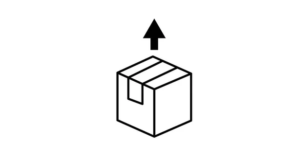 Box Šipka Ikona Vektor Izolované Upravitelné Ploché Černobílé Ilustrace — Stockový vektor