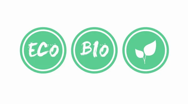 Bio Eco Label Badges Vector Isolated Flat Editable Illustration Set — Stock Vector