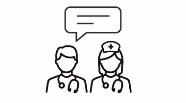 Doktor ve Hemşire Icon. Vektör izole edilebilir siyah beyaz illüstrasyon