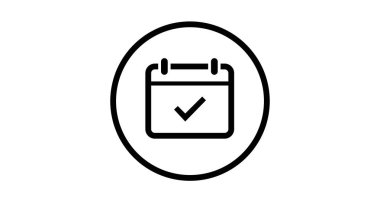 Takvim simgesi. Bir takvimin düzenlenebilir siyah-beyaz vektör çizimi