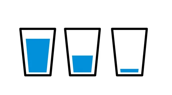 Set Bicchieri Acqua Vettoriale Set Illustrazioni Modificabili Piatte Vettoriali — Vettoriale Stock