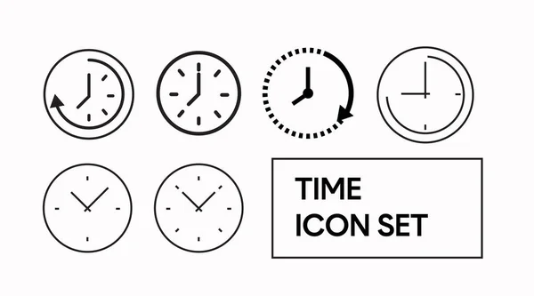 Isolation Vectorielle Icônes Ligne Temps Horloge Ensemble Icônes Linéaires Vectorielles — Image vectorielle