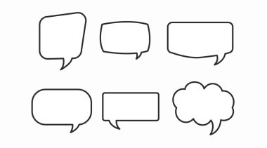 Alıntı baloncukları şablonları. Siyah beyaz vektör çizimler dizisi