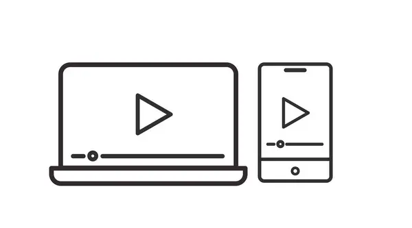 Geräte Video Icon Set Vektorisolierte Illustrationen Eines Laptops Und Eines — Stockvektor