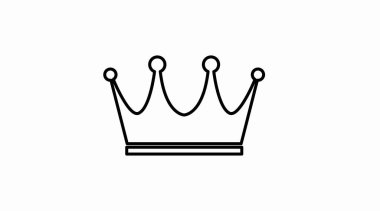 Crown Simgesi. Vektör izole edilmiş doğrusal siyah beyaz taç çizimi
