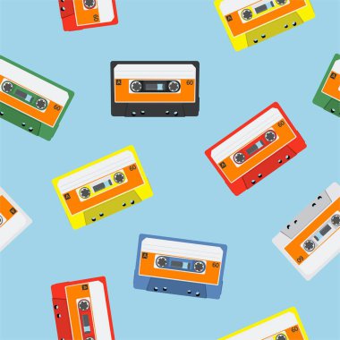 Kaset Kusursuz Desen. Kasetlerle vektörsüz kalıp veya arkaplan