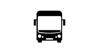 Otobüs Simgesi. Vektör siyah ve beyaz düzenlenebilir resimleme