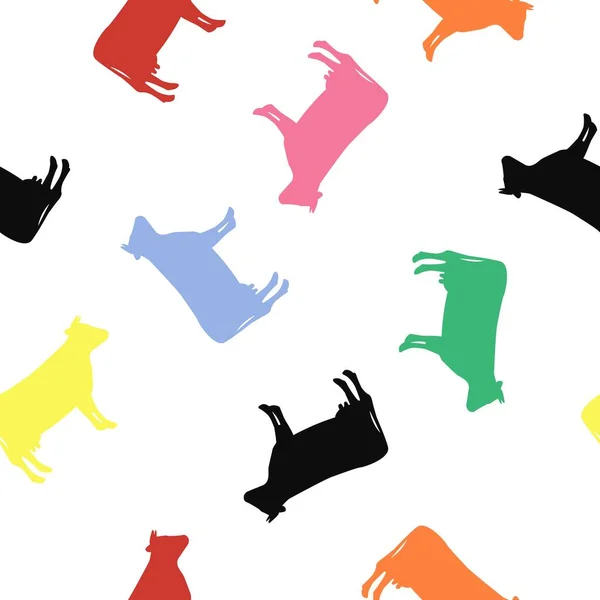 Цветная Корова Векторный Бесшовный Рисунок Фон Коровами — стоковый вектор