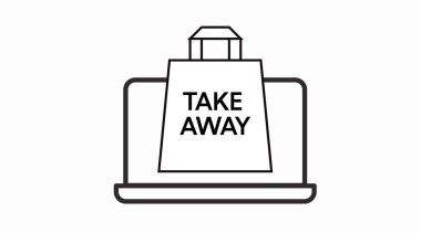 Laptop Götür Simgesi. Düzenlenebilir dizüstü bilgisayarın paket paketiyle izole edilebilen düz çizimi