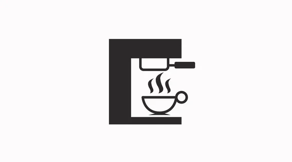 咖啡机 矢量孤立的可编辑的黑白插图 — 图库矢量图片