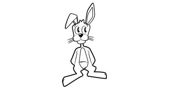 Мультфильм Кролик Векторная Изолированная Линейная Иллюстрация Мультяшного Комического Стиля Кролика — стоковый вектор