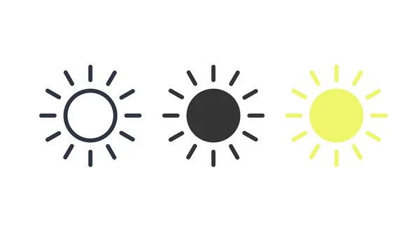 Sun Icon Set Vector Aislado Conjunto Ilustraciones Del Sol — Archivo Imágenes Vectoriales