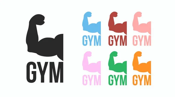 Gimnasio Icono Firmar Con Conjunto Brazos Ilustración Editable Aislada Vectorial — Archivo Imágenes Vectoriales