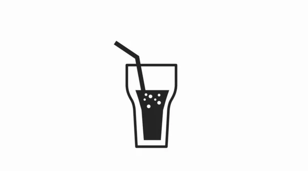 Trinken Mit Strohsymbol Vektor Isolierte Schwarz Weiß Illustration Eines Glases — Stockvektor