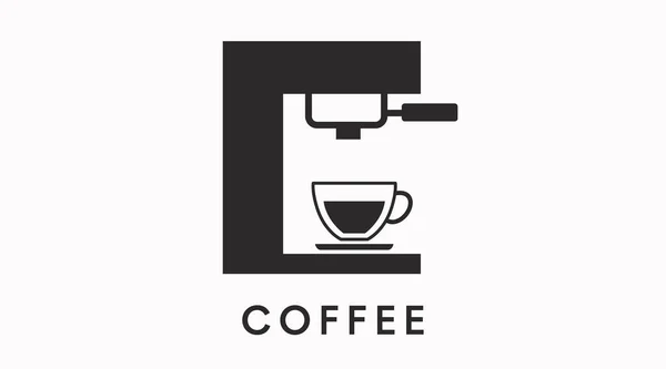 Macchina Caffè Illustrazione Vettoriale Isolata Modificabile Bianco Nero — Vettoriale Stock
