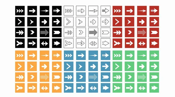 Arrow Icon Vector Set Vector Isolated Illustration Set Different Color — Stock Vector