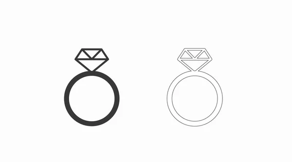 Ring Icon Set Vector Isolated Black White Illustration Set — Vetor de Stock