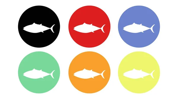 Набір Рибних Піктограм Вектор Ізольований Круглий Коло Набір Рибних Знаків — стоковий вектор