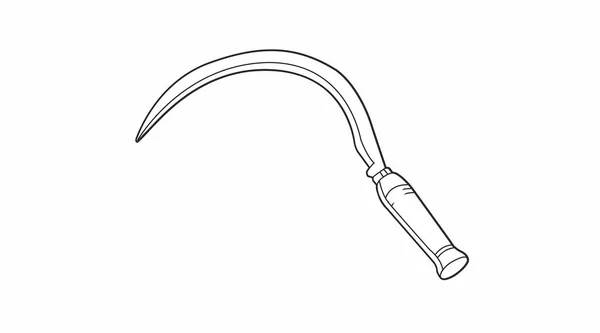 Vector Isolated Illustration Scythe Vector Linear Black White Illustration — Vector de stock