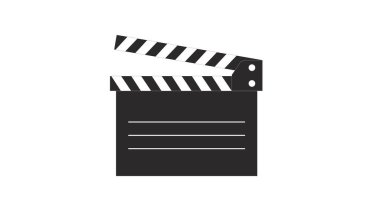 Alkış tahtası simgesi. Bir Clapperboard 'un izole edilmiş düz çizimi