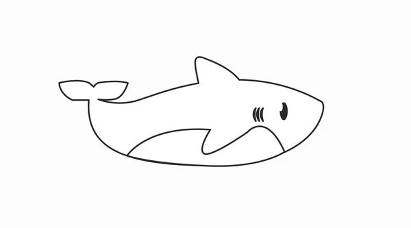 Ilustração Isolada Vetor Tubarão Infantil Estilo Cartoon — Vetor de Stock