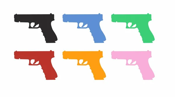 Guns Icon Set Serie Illustrazione Piatta Modificabile Pistole — Vettoriale Stock
