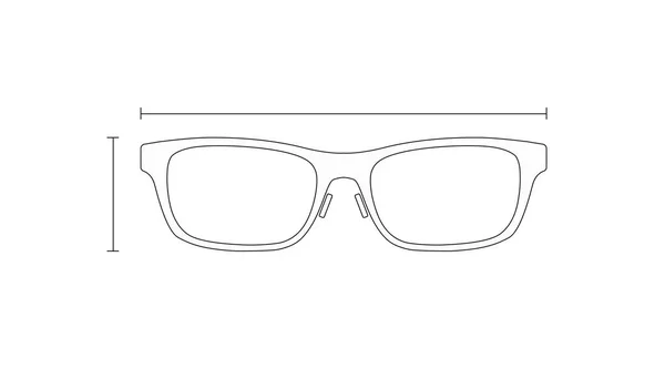 Illustration Isolée Vectorielle Cadre Lunettes Noir Avec Des Mesures Sur — Image vectorielle