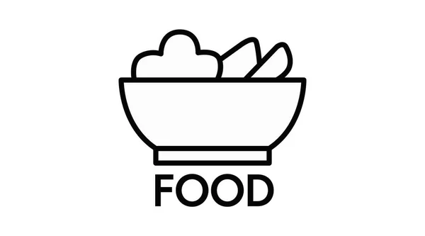 碗的食物图标 矢量可编辑线性黑白插图 — 图库矢量图片