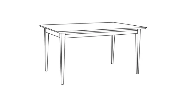 Vektor Elszigetelt Illusztrációja Egy Asztal Fekete Fehér Lineáris Illusztráció — Stock Vector