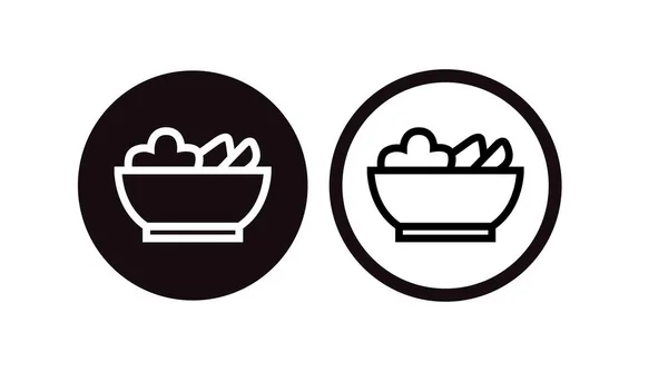 Ilustración Aislada Vectorial Tazón Comida Icono Tazón Comida Blanco Negro — Archivo Imágenes Vectoriales