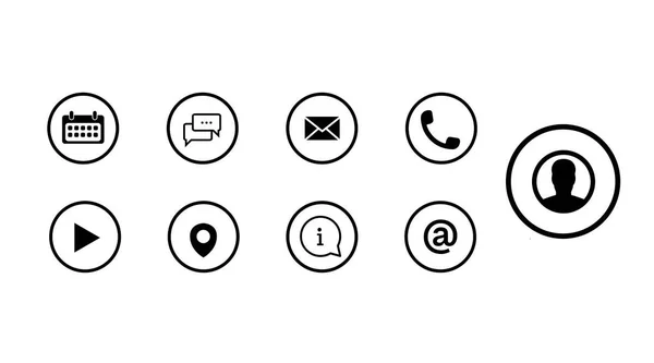 Contact Icon Set Black White Illustration Differente Contact Icons — Stock Vector