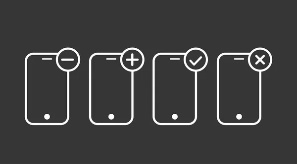 Conjunto Ícones Para Celular Smartphone Conjunto Ilustrações Preto Branco Editável — Vetor de Stock