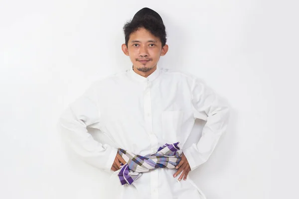Portrait Asian Muslim Man Isolated White Background — Stock fotografie