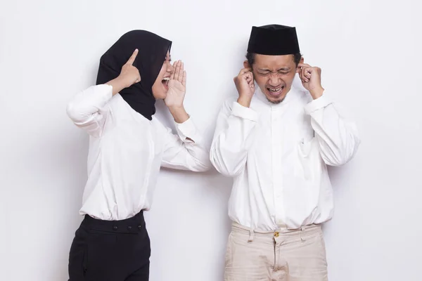 Pasangan Muda Muslim Asia Konflik Konflik Konflik Perselisihan Terisolasi Pada — Stok Foto