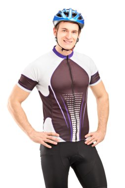 kask ile erkek bisikletçi